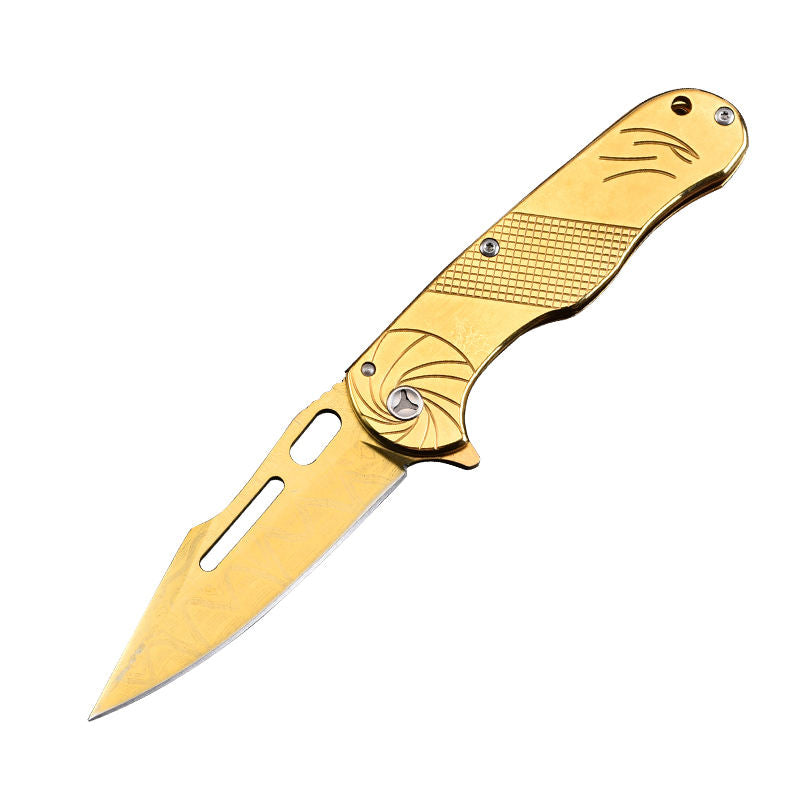 Price US$ 10.9 High Quality Tactical Professional Golden Folding Knives Outdoor Stainless Steel Camping Hunting Pocket Knife Survival Titanium Knife Buy On Alfknives.com