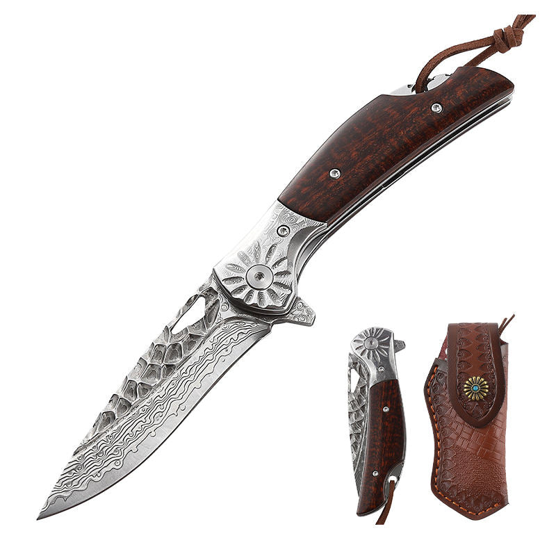 Price US$ 44.3 High Quality New Style Handmade Damascus Folding Pocket Knife Wood Handle Outdoor Survival Knife Hunting Knives Buy On Alfknives.com