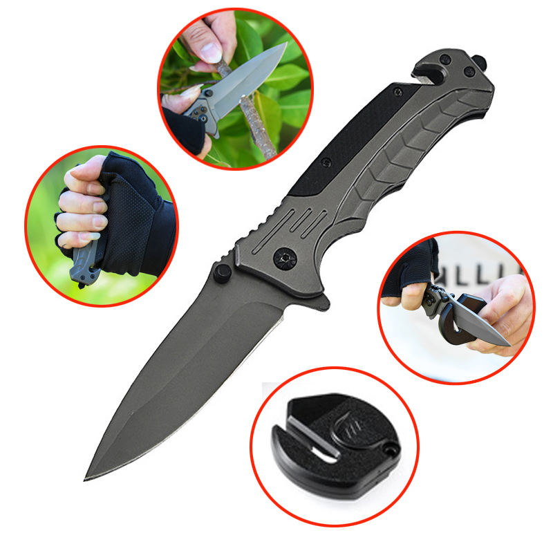 Hot selling Stainless steel blade folding camping survival tactical knife with glass breaker