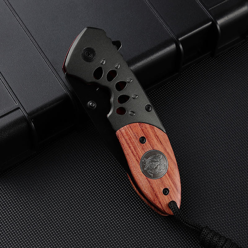 Price US$ 9.89 High Quality Outdoor Wood Handle Knife Grey Titanium Blade Camping Edc Pocket Folding Knife With Aluminum Alloy Wooden Handle Buy On Alfknives.com