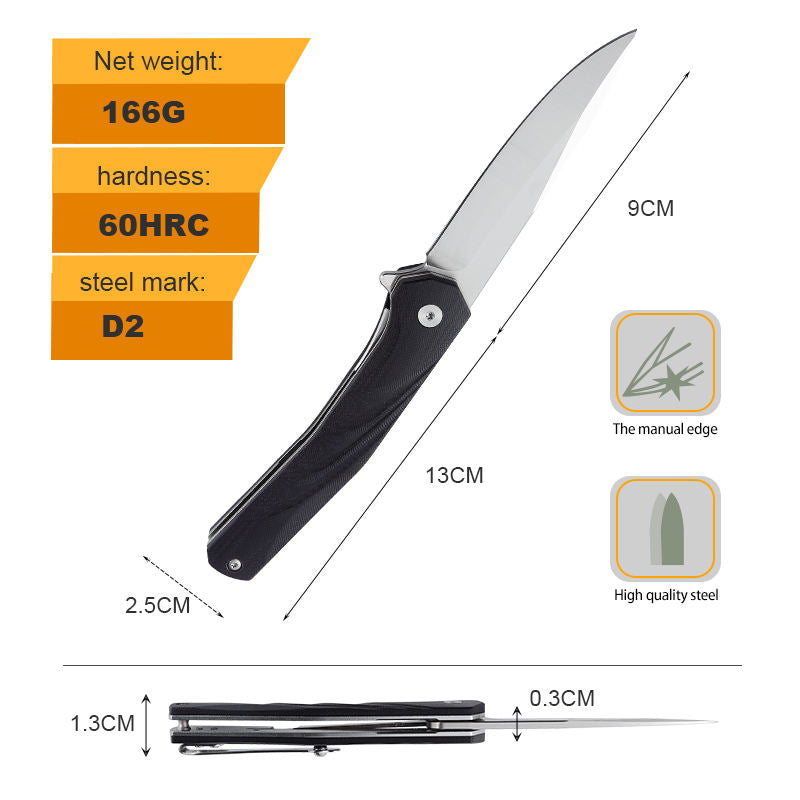 Price US$ 16.88 High Quality High Hardness Black Color G10 Handle Knife Sharp Blade Outdoor Camping Folding Knife D2 Steel Survival Pocket Knife With Clip Buy On Alfknives.com