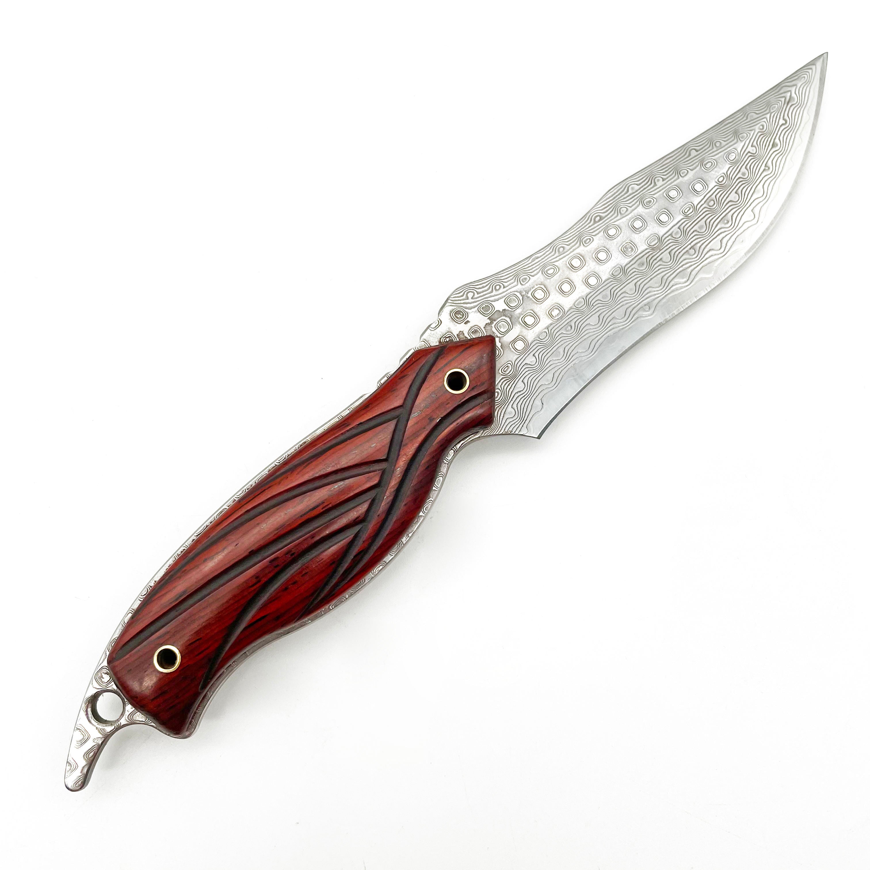 Price US$ 44.1 High Quality Rosewood Handle Damascus Knife With Leather Sheath For Outdoor Survival Camping Tactical Hunting Pocket Knife Buy On Alfknives.com