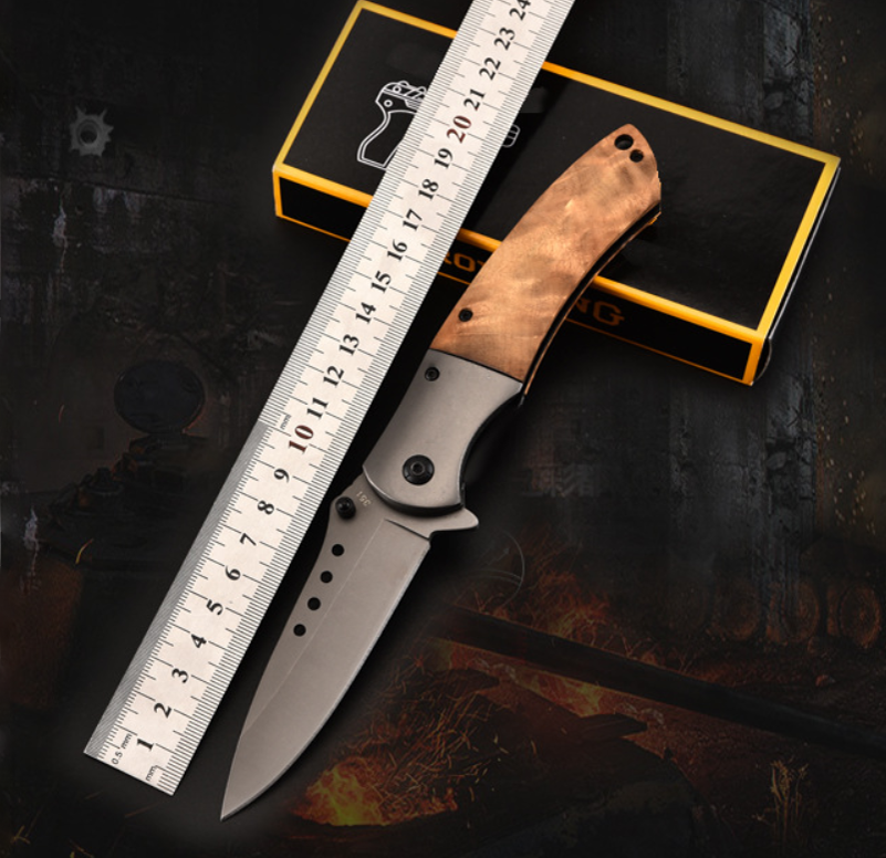 High quality 3cr13 stainless steel blade wood handle outdoor camping tactical survival wood handle knife folding