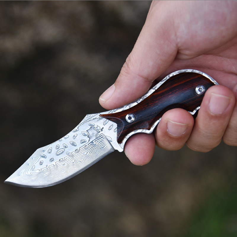 Price US$ 39.8 High Quality High Class Small Size Outdoor Hunting Damascus Fixed Blade Knife In Leather Sheath Buy On Alfknives.com