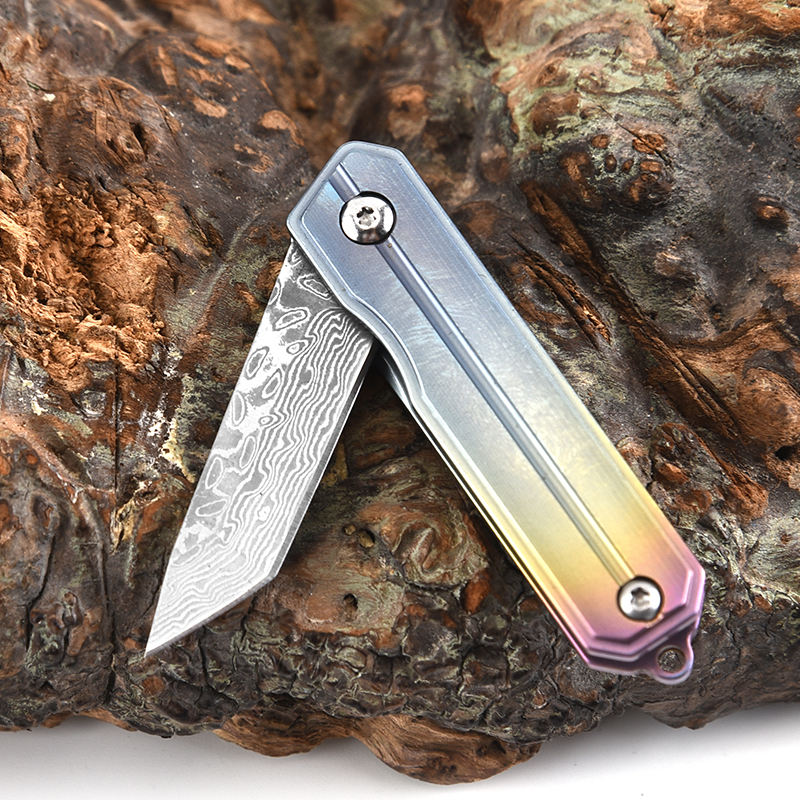 Price US$ 20.9 High Quality Damascus Tool Camping Folding Custom Pocket Gift Knife Keychain With Long Chain In Aluminum Window Box Buy On Alfknives.com