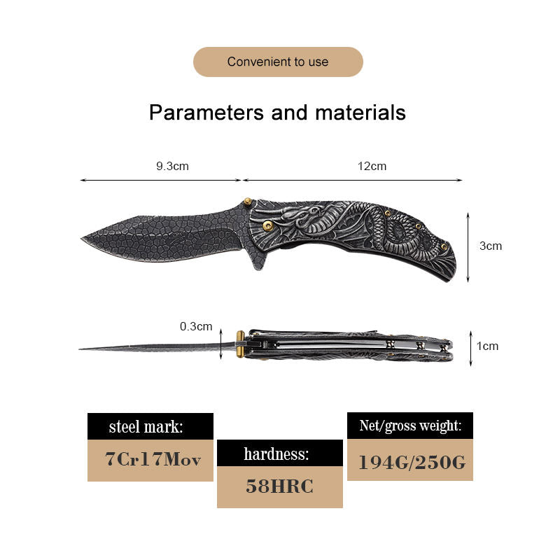 Price US$ 12 High Quality Wholesale Dragon Snake Folding Knife Travel Household Portable Knife Outdoor Self Defense Camping Ornamental Knives Buy On Alfknives.com