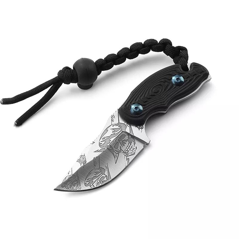 OEM 4cr13 stainless steel engraving short blade G10 handle camping mini hunting fixed blade knife