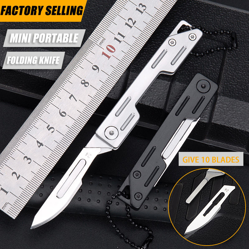 Price US$ 10.5 High Quality Stainless Steel Handle Carbon Steel Blade Portable Folding Knife Outdoor  Utility Pocket Knife With 10Pcs Replaceable Blades Buy On Alfknives.com