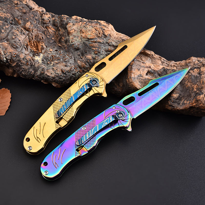 Price US$ 10.9 High Quality Tactical Professional Golden Folding Knives Outdoor Stainless Steel Camping Hunting Pocket Knife Survival Titanium Knife Buy On Alfknives.com