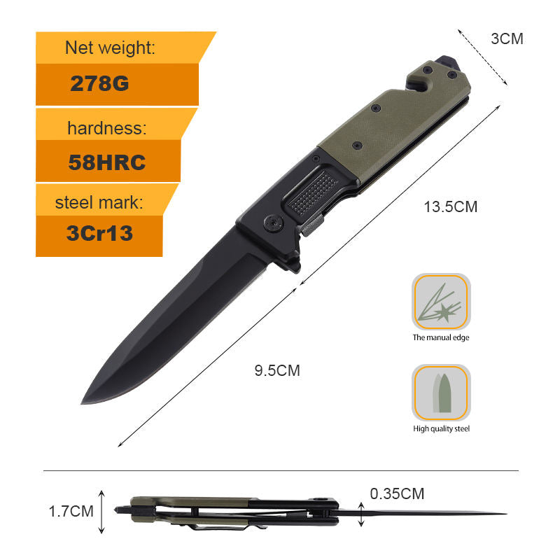 Price US$ 11.73 High Quality Wholesale Blackening 3Cr13 Stainless Steel Blade Green G10 Handle Outdoor Pocket Folding Knife Folded Buy On Alfknives.com