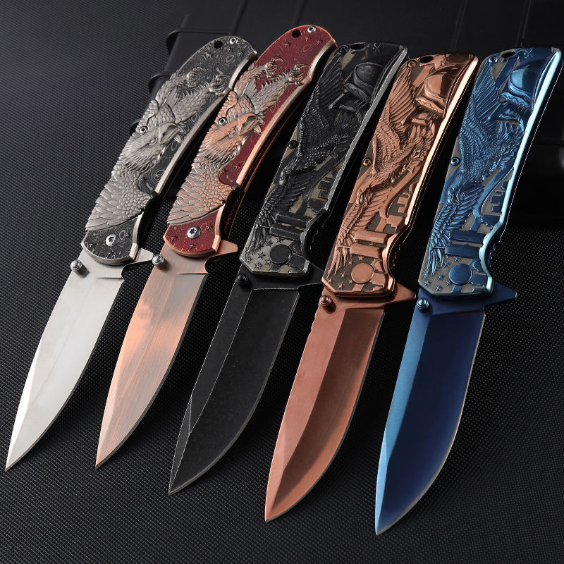 Price US$ 11.07 High Quality New Design Embossed Flying Eagle All Steel Tactical Folding Knives Pocket Knife Colorful Stainless Steel Knife Buy On Alfknives.com