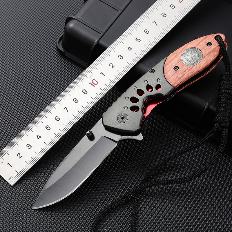 Price US$ 9.89 High Quality Outdoor Wood Handle Knife Grey Titanium Blade Camping Edc Pocket Folding Knife With Aluminum Alloy Wooden Handle Buy On Alfknives.com