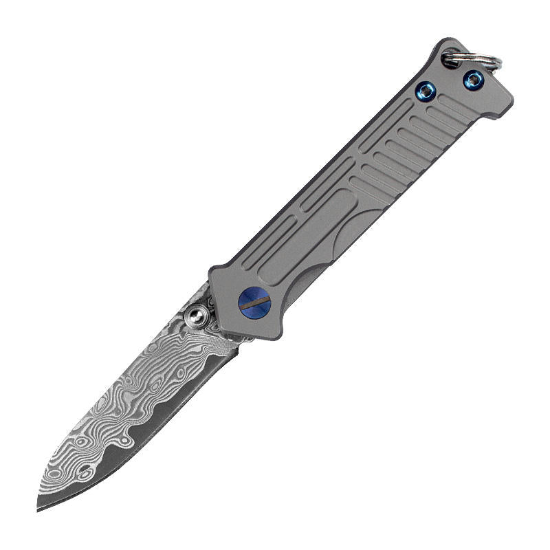 Price US$ 25.84 High Quality Boutique Premium D2  Damascus Steel Outdoor Folding Blade Edc Portable Gift Self Defense Knife With Ring Buy On Alfknives.com