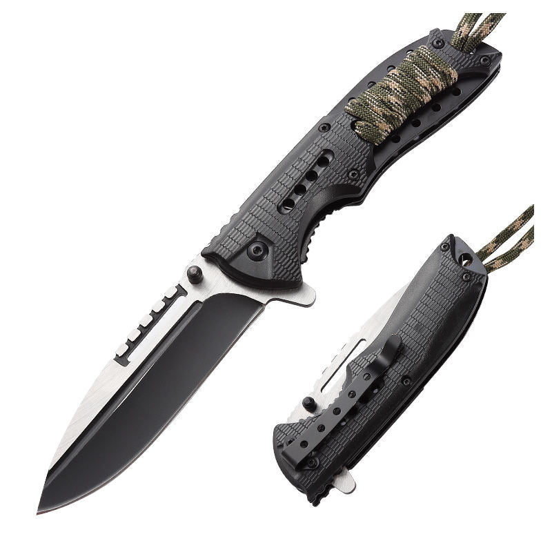 Price US$ 8.65 High Quality Popular Black Steel Blade Plastic Handle With Rope Outdoor Camping Knife Hunting Production Folding Pocket Knife Buy On Alfknives.com