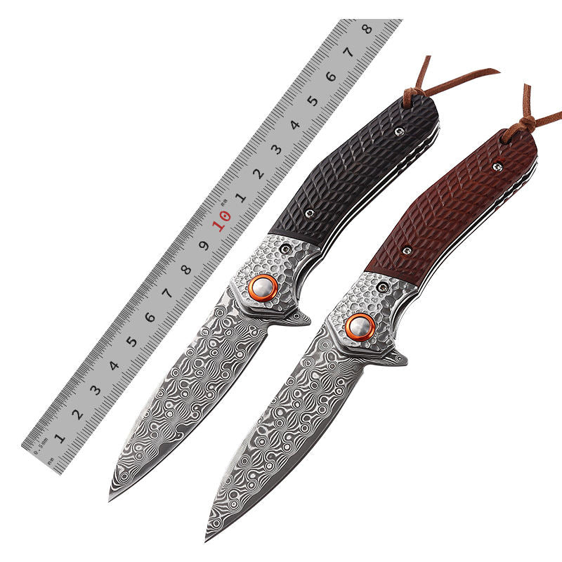 Price US$ 26 High Quality New High End African Wood Handle Black Color Damascus Knife Handmade Outdoor Camping Folding Pocket Knife With Belt Clip Buy On Alfknives.com