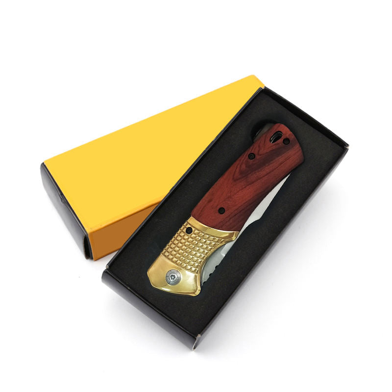 Price US$ 8.22 High Quality Gold Box Wedding Gifts Wood Handle Titaniums Tactical Hunting Survival Camping Outdoor Folding Pocket Knife For Men Guests Buy On Alfknives.com