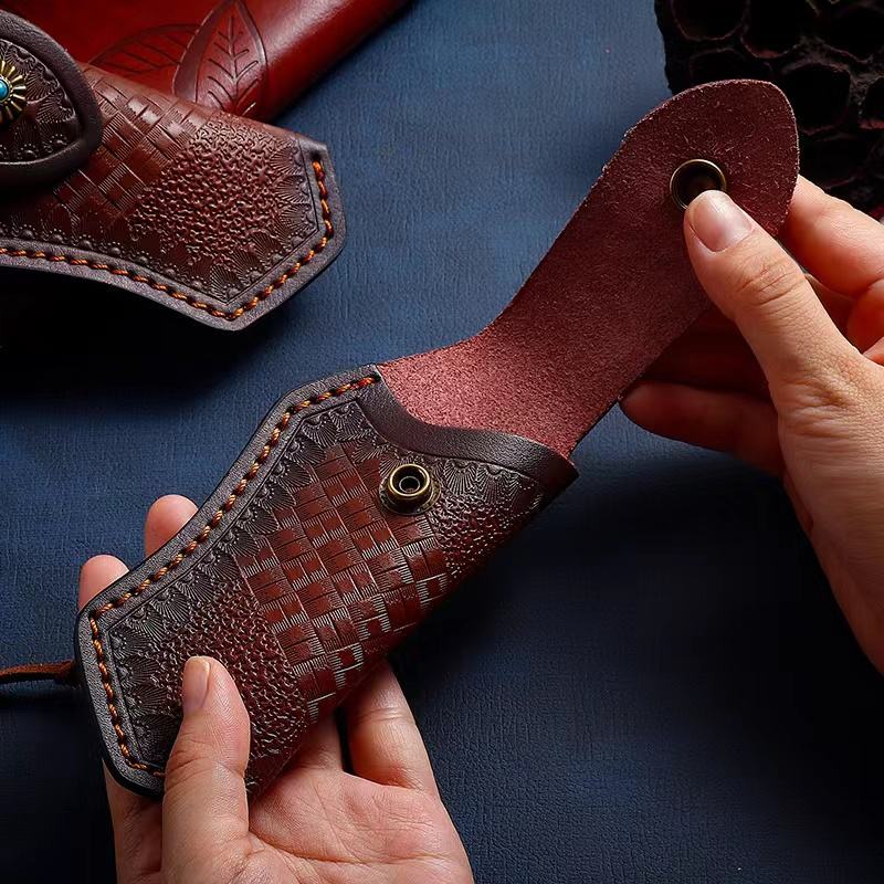 Price US$ 9.43 High Quality High Grade Embossing Pattern Belt Design Handmade Sheath Leather Knife Bag Fitting Folding Knife Buy On Alfknives.com