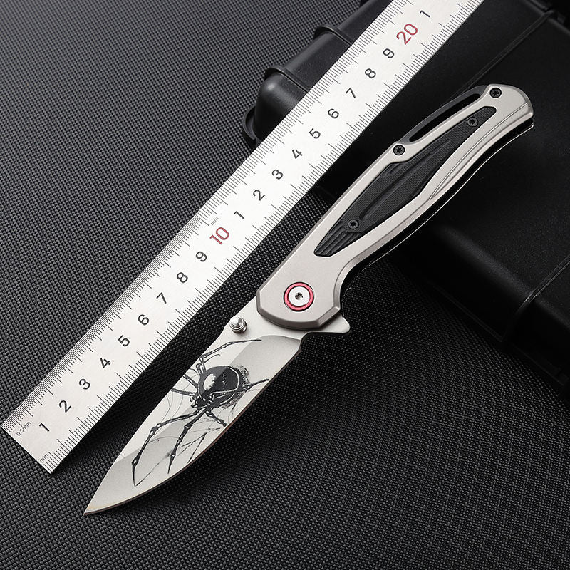 Price US$ 10.41 High Quality Custom 3D Printing Patterns Titanium Blade Stainless Steel Tactical Folding Camping Knife With Embedded G10 Decoration Handle Buy On Alfknives.com