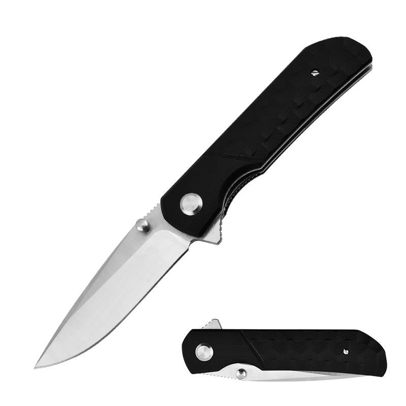 High quality  D2 steel blade pocket tactical rescue D2 folding knife with carbon fibre + G10 handle