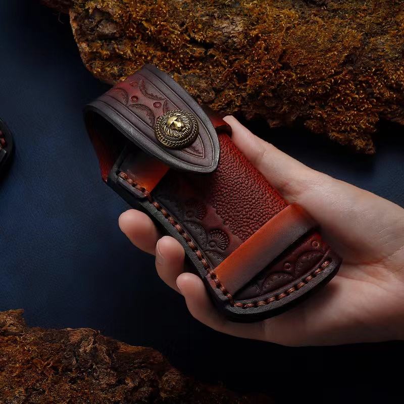 Price US$ 9.73 High Quality Hand Made Carved Cow Leather Sheath For Outdoors Folding Knife Pocket Knife Cover Pouch Belt Clip Buy On Alfknives.com