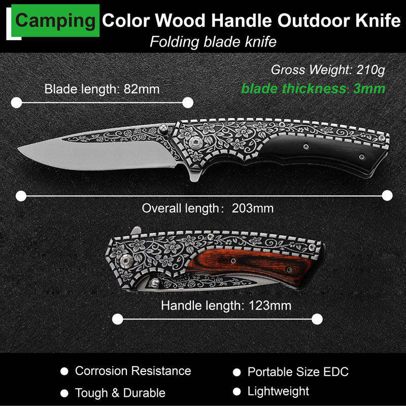 Price US$ 11.56 High Quality High Carbon Steel Etched Pattern Bushcraft Folding Knife Wooden Handle Pocket Knives Outdoor Camping Hunting Survival Knifes Buy On Alfknives.com