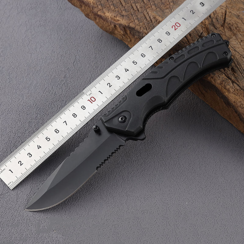 Price US$ 10.92 High Quality Utility Black Serrated Knife Abs Handle Outdoor Folding Knife  With Fire Starter And Hex Screwdriver Multitool Buy On Alfknives.com