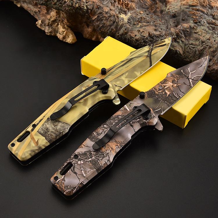 Price US$ 9.9 High Quality Covered Stainless Steel Camo Jungle Outdoor Folding Forests Survival Combats Knife Outdoor Tools Buy On Alfknives.com