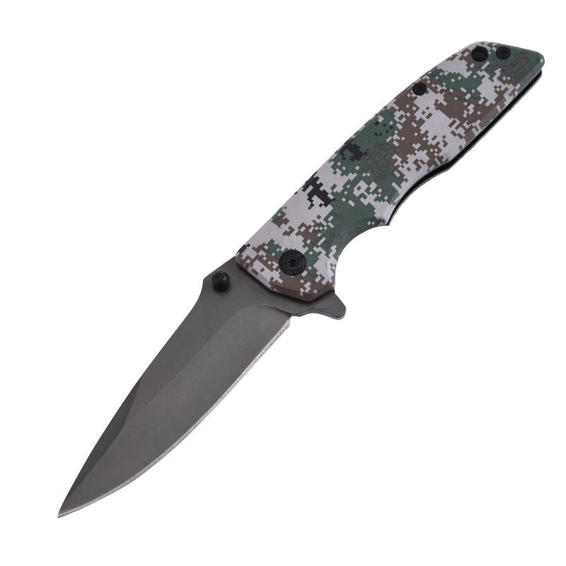 Price US$ 10.61 High Quality Outdoor Camping Tools Folding Pocket Knife Gray Titanium Coated Tactical Survival  Hunting Knives With Camouflage Handle Buy On Alfknives.com