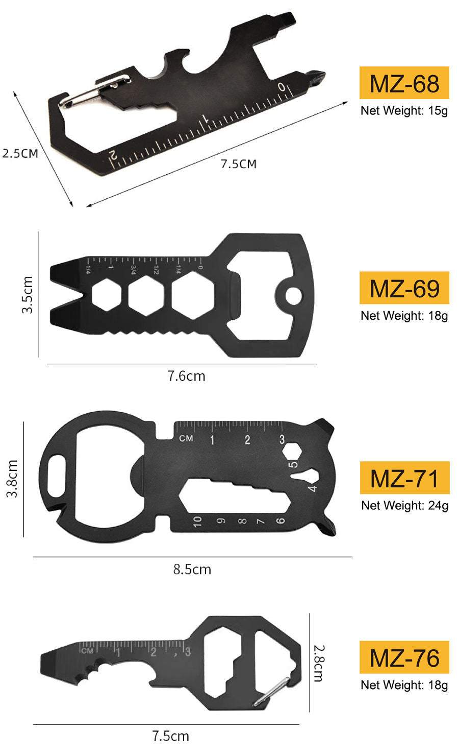 Price US$ 7.85 High Quality Keychain Multitools Pocket Tool Key Tool Edc Tool With Bottle Opener  Screwdriver  Ruler  Nail Pusher  Carabiner  Perfect Gift Buy On Alfknives.com