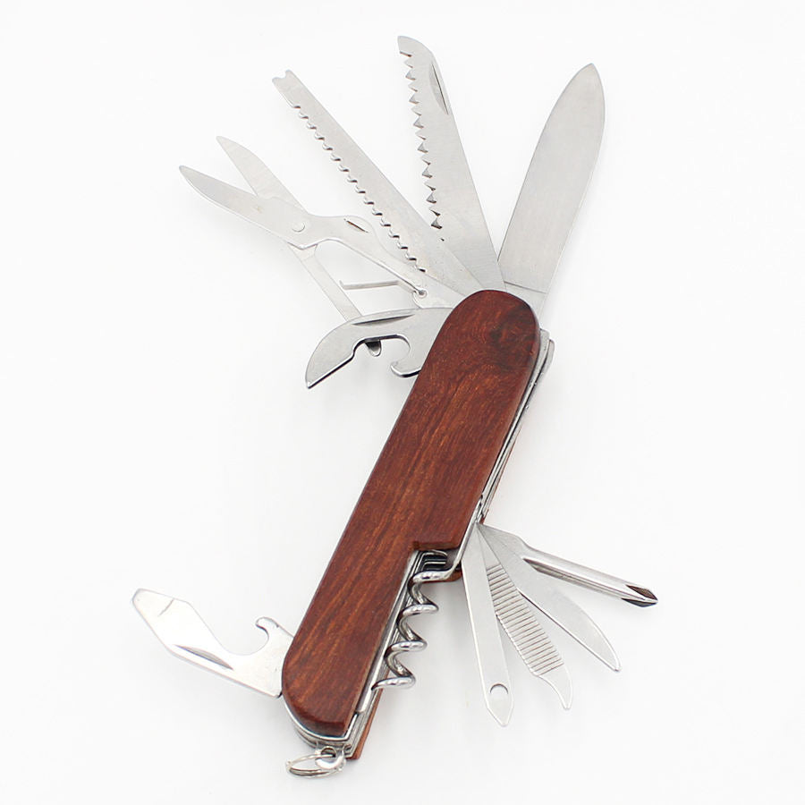 High Quality 11 in 1 wood handle pocket multifunction knife survival folding portable multi tool Knife