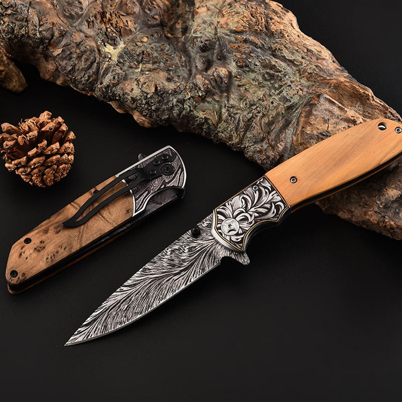 Price US$ 10.41 High Quality Best Selling Products 2023 Olive Wooden Handle Outdoor Edc Outdoor Pocket Camping Hunting Folding Knife With 3D Printing Blade Buy On Alfknives.com