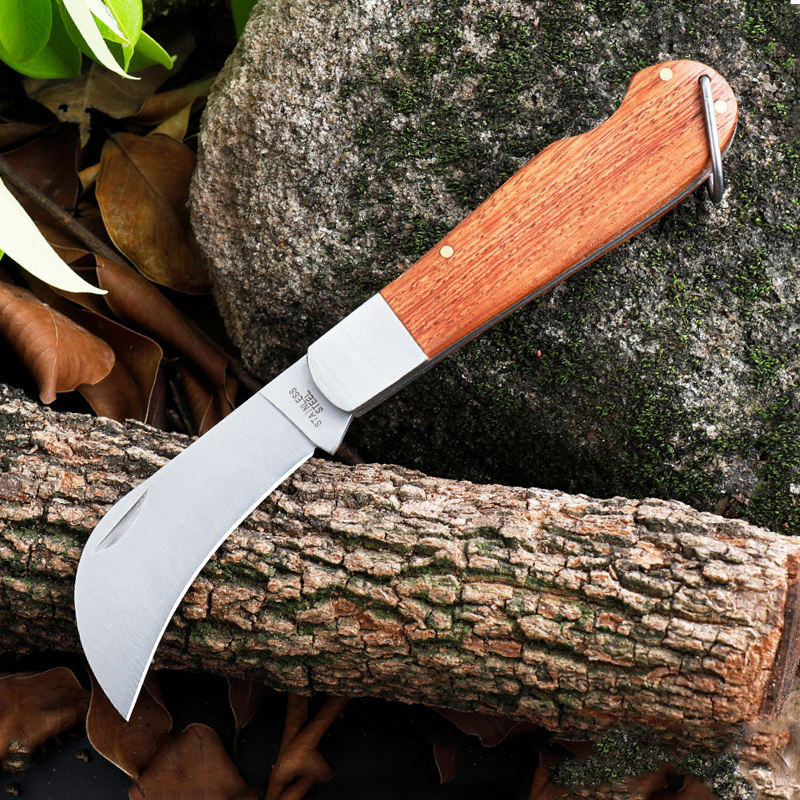 High quality 3cr13 steel blade cutting garden knife grafting tool pocket folding grafting knife with wood handle