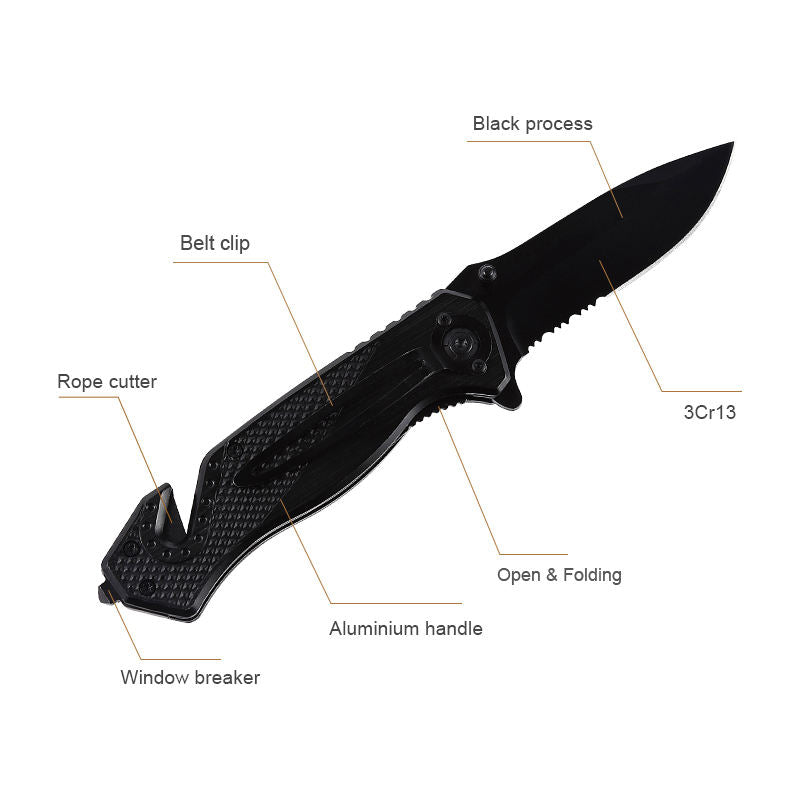 Price US$ 9.6 High Quality Oem Odm Custom Badges Logo Combat Tactical Blade Folding Edc Wholesale Black Aluminum Handle Knife Buy On Alfknives.com