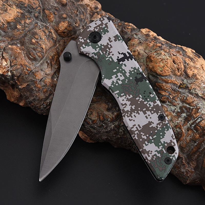 Price US$ 10.61 High Quality Outdoor Camping Tools Folding Pocket Knife Gray Titanium Coated Tactical Survival  Hunting Knives With Camouflage Handle Buy On Alfknives.com