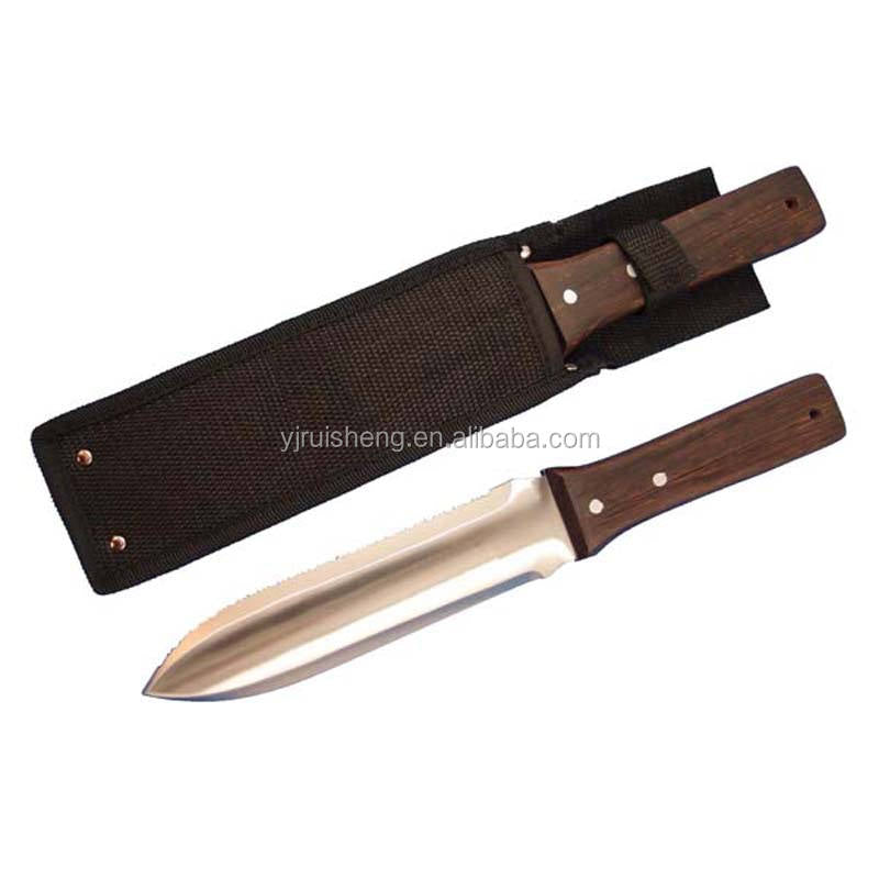 High Quality Wood handle Outdoor Garden digging tool garden knife with nylon pouch