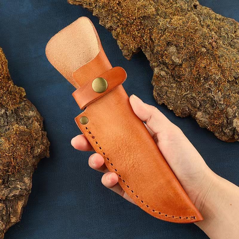 Price US$ 8.26 High Quality Vegetable Tanned  Synthetic Leather Handmade Sheath Leather Knife Bag With Button Fitting Fixed Knife Buy On Alfknives.com