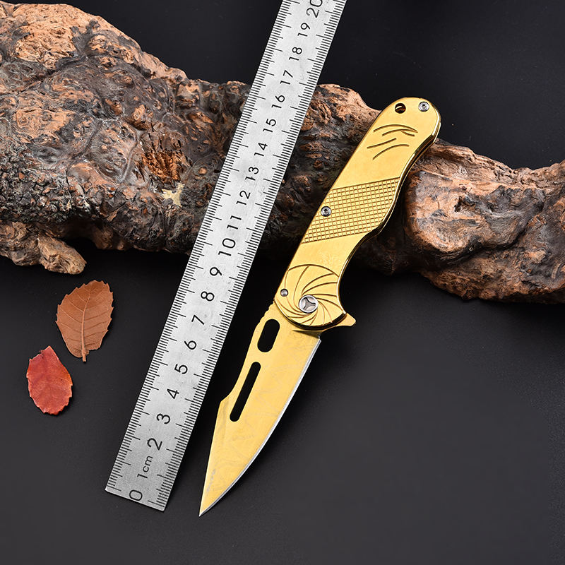 Price US$ 10.9 High Quality Tactical Professional Golden Folding Knives Outdoor Stainless Steel Camping Hunting Pocket Knife Survival Titanium Knife Buy On Alfknives.com