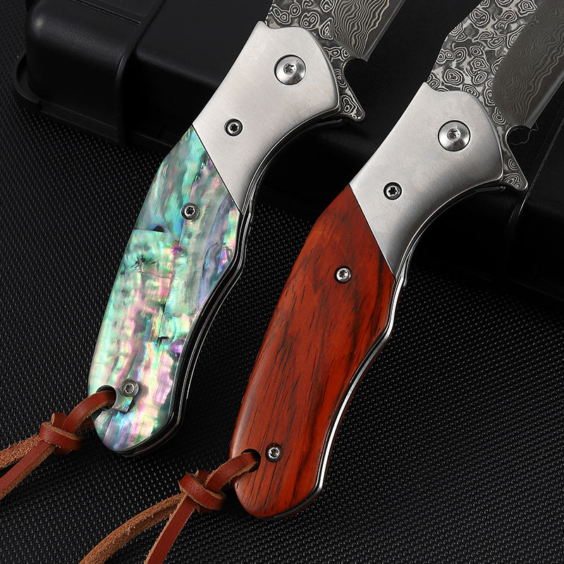 Price US$ 27.86 High Quality New High Hardness Sandalwood Handle Damascus Folding Knife Color Shell Handle Collection Gift Outdoor Knives Buy On Alfknives.com