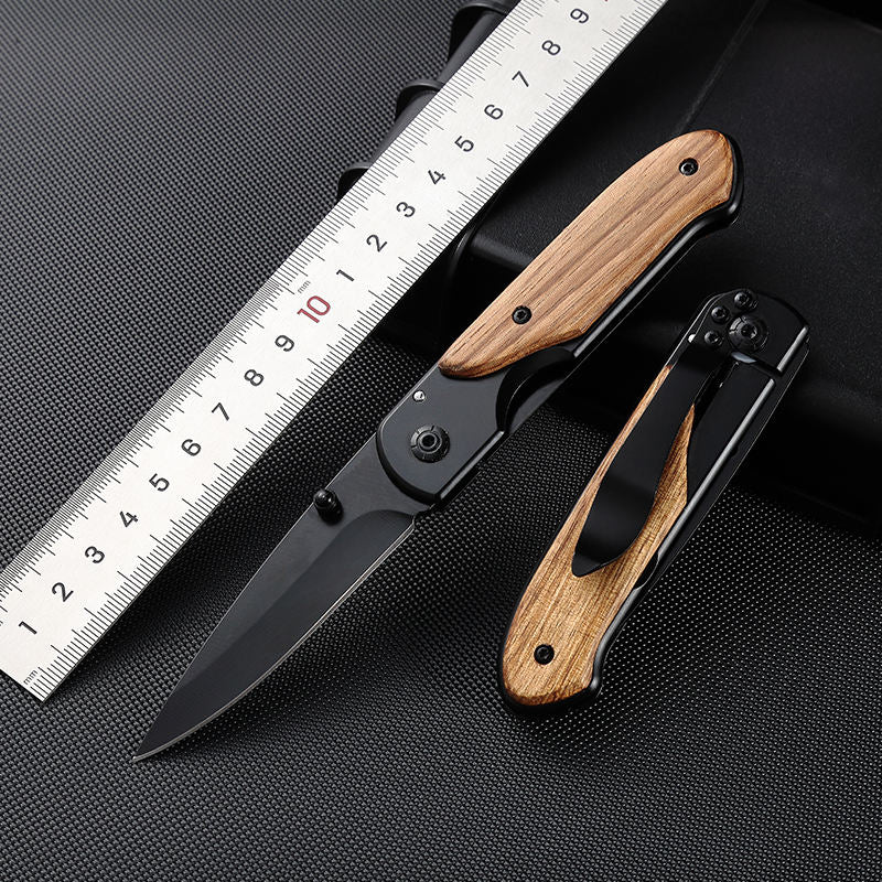 Price US$ 8.79 High Quality Da44 Rose Wood Handle Black Titanium Camping Folding Knife With Belt Clip For Wildness Survival Hunting Buy On Alfknives.com