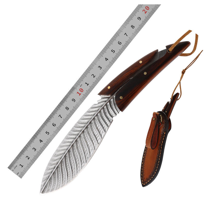 Price US$ 69.3 High Quality New Style Feather Blade Handmade Damascus Steel Knife For Men Hunting With Leather Sheath Damascus Straight Knife Buy On Alfknives.com