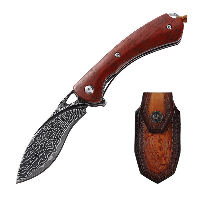 Price US$ 32.8 High Quality High Hardness Forged Damascus Steel Handmade Outdoor Self Defense Hunting Pocket Knife Sandalwood Handle Buy On Alfknives.com