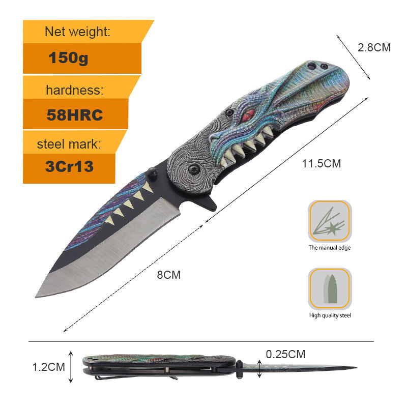 Price US$ 9.76 High Quality Tiger Tooth 3D Stainless Steel Handle 3Cr13 Blade Folding Pocket Knife For Self Defense Knife Hunting With Black Box Buy On Alfknives.com