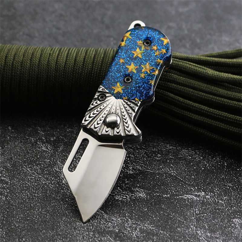 High quality 420 stainless steel blade resin handle outdoor camping rescue pocket EDC small pocket knife