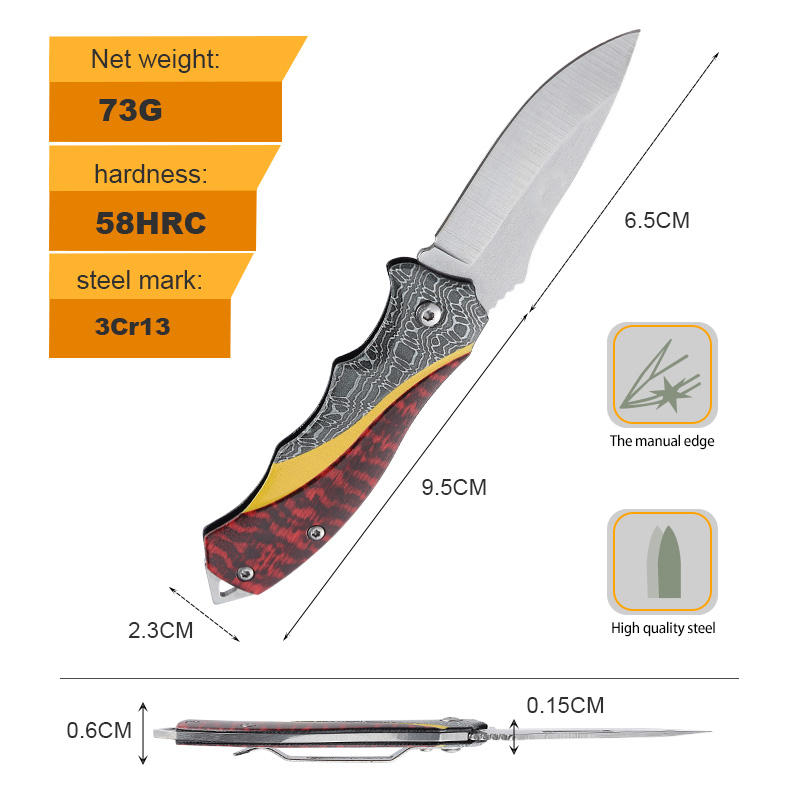 Price US$ 7.91 High Quality Folding Small Pocket Knife Stainless Steel Blade Survival Hunting Tactical Knife With All Steel 3D Printing Handle Knifes Buy On Alfknives.com