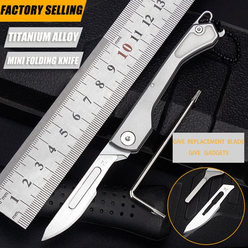 Price US$ 17.72 High Quality Mini Utility Pocket Knife Carbon Steel Blade Titanium Alloy Handle Multitool Pocket Knives Portable Camping Replaceable Knife Buy On Alfknives.com