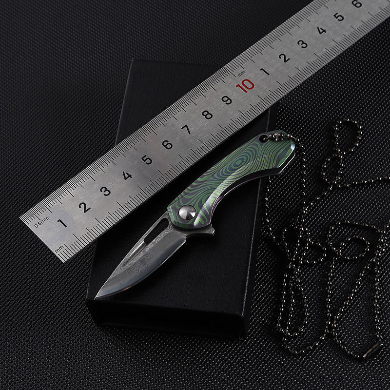 Price US$ 22.74 High Quality Best Gift Keychain Edc Damascus Outdoor Camping Self Defense Mini Folding Pocket Knife Titanium Alloy Handle Buy On Alfknives.com