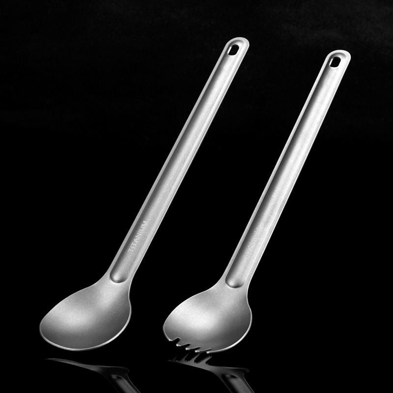 Price US$ 10.86 High Quality Hot Selling Pure Titanium Long Handle Spoon Fork Spore Tableware Outdoor Dinner Essential Camping Backpack Picnic Portable Spoon Buy On Alfknives.com