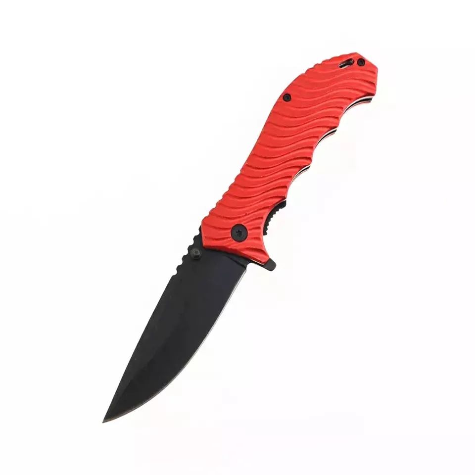 Novelty design  stainless steel blade red aluminium outdoor survival knife pocket knife