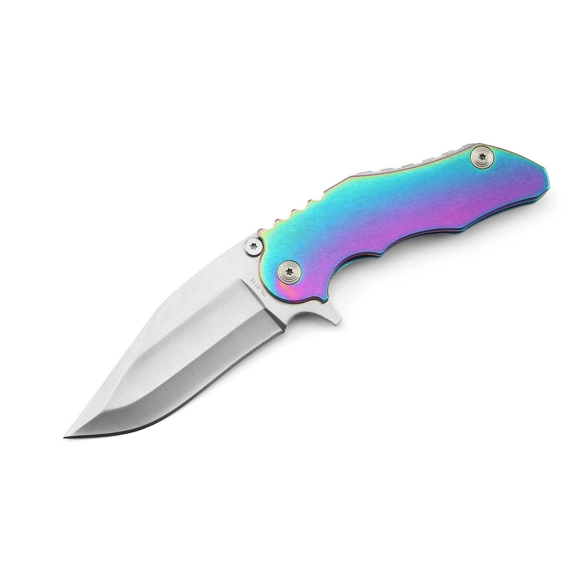 Price US$ 11.99 High Quality Self Defense Folding Knife With Titanium Blade Rainbow Handle For Hunting Survival Camping Knives Pocket Knives For Sale Buy On Alfknives.com