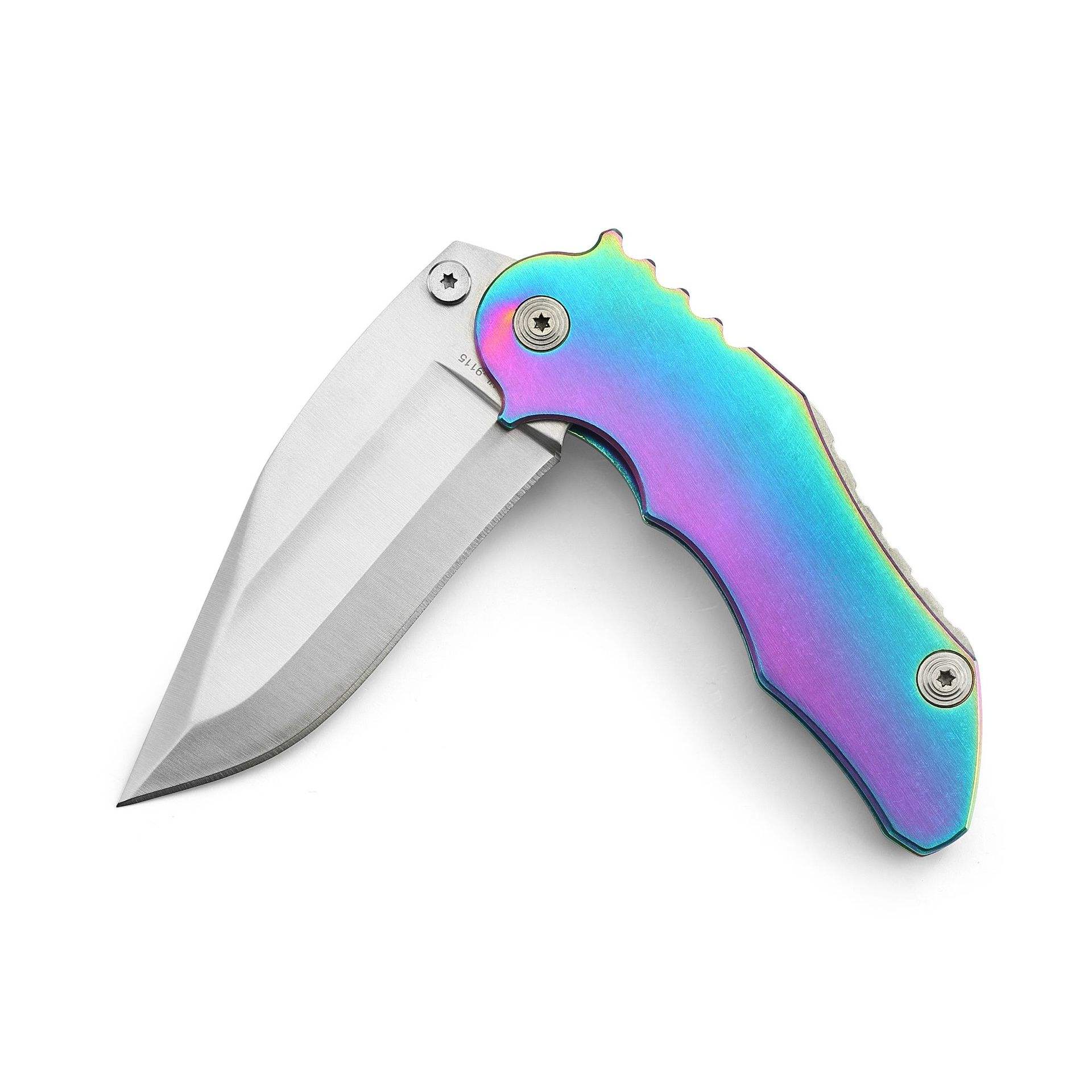 Price US$ 11.99 High Quality Self Defense Folding Knife With Titanium Blade Rainbow Handle For Hunting Survival Camping Knives Pocket Knives For Sale Buy On Alfknives.com